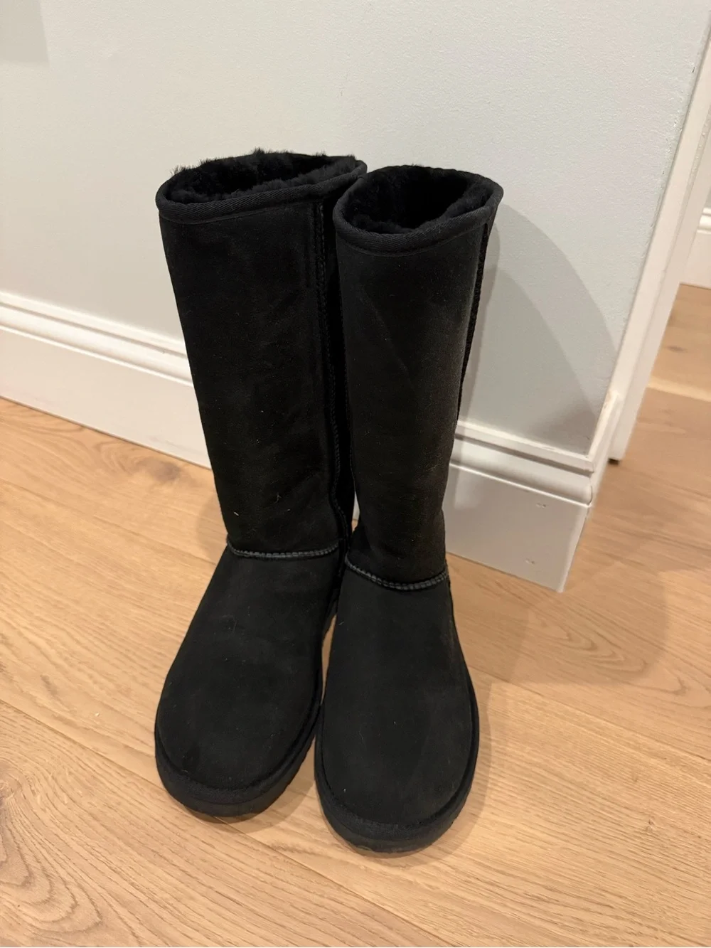 UGG Tall Black Shearling-Lined Winter Boots